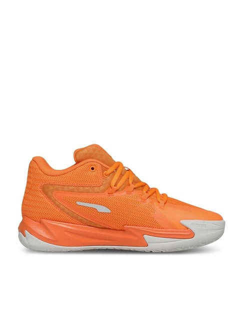 Puma Men's Dagger Orange, Silver & Sedate Grey Basketball Shoes-image-26