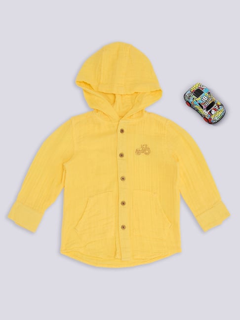 Pantaloons Baby Boys Pale Banana Embroidery Shirt