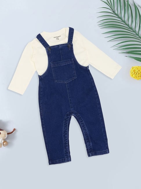 Pantaloons Baby Boys Delft Dungaree Set