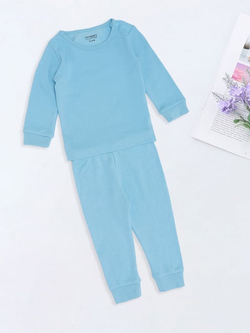 Pantaloons Baby Boys Airy Blue Textured Thermal Set