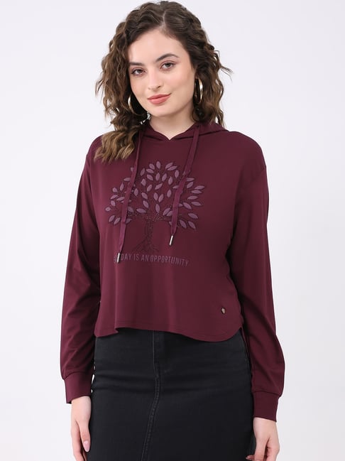 Monte Carlo Burgundy Regular Fit Printed Hoodie-picture-28