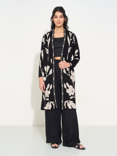 Rangmanch By Pantaloons Black Regular Fit Jacquard Cardigan-picture-18