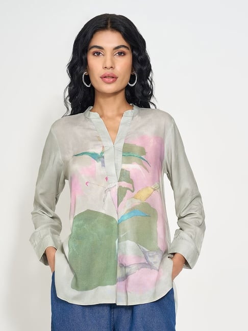 Akkriti By Pantaloons Green Regular Fit Printed Tunic