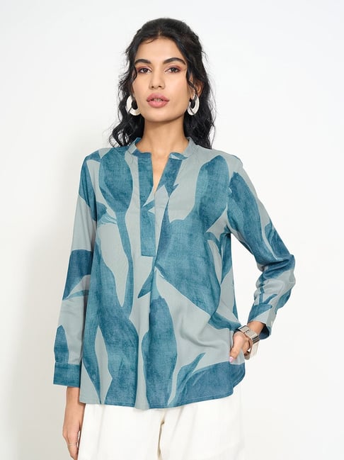 Akkriti By Pantaloons Blue Regular Fit Printed Tunic-picture-21