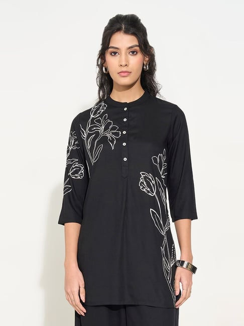 Rangmanch By Pantaloons Black Regular Fit Printed Tunic