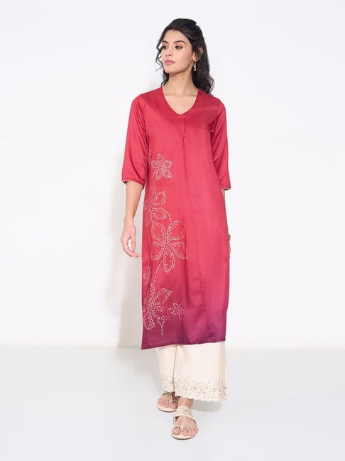 Rangmanch By Pantaloons Red Regular Fit Printed Kurta-picture-36
