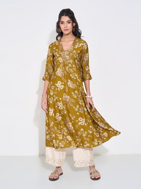 Rangmanch By Pantaloons Yellow Regular Fit Printed Kurta-picture-10