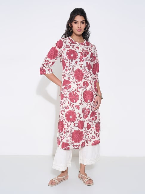 Rangmanch By Pantaloons Maroon Regular Fit Printed Kurta-picture-31