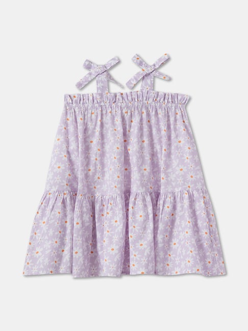 R&B Kids Purple Floral Regular Fit Dress-picture-36
