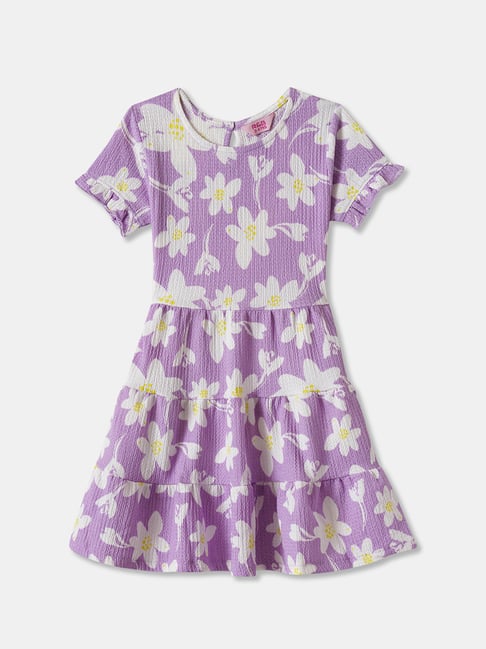 R&B Kids Purple Floral Regular Fit Dress-picture-38