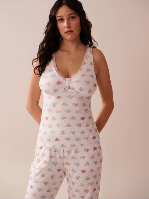 La Vie En Rose White Regular Fit Printed Camisole-picture-30