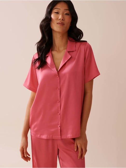 La Vie En Rose Pink Regular Fit Sleepwear Shirt-picture-22