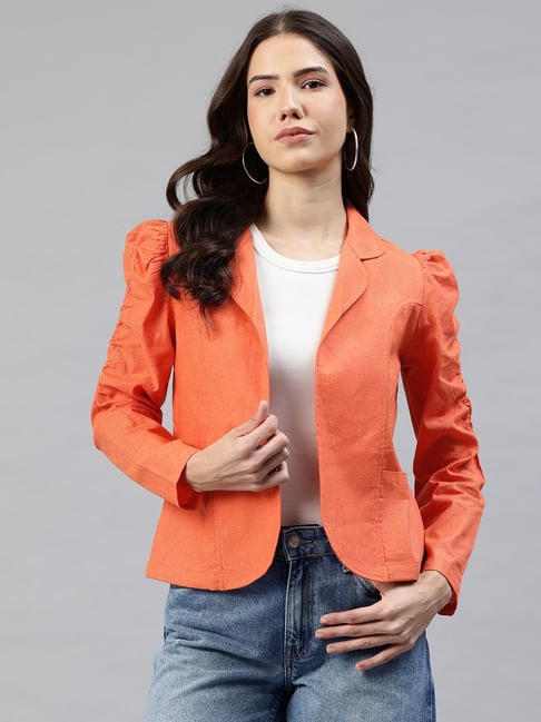 Cottinfab Orange Cotton Regular Fit Jacket-picture-38