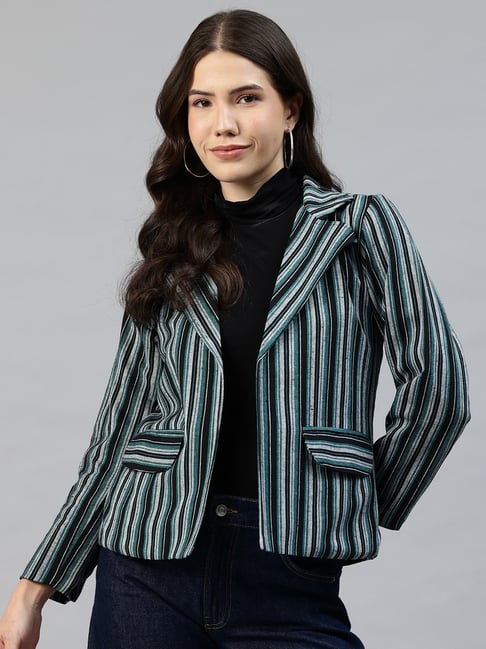 Cottinfab Multicolor Cotton Striped Regular Fit Blazer-image-23