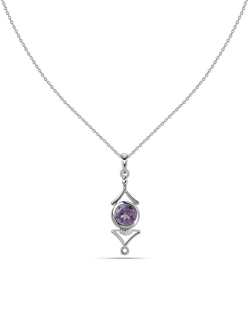 Ornate Jewels 925 Silver Purple Rhodium Plated Natural Amethyst for Women & Girls