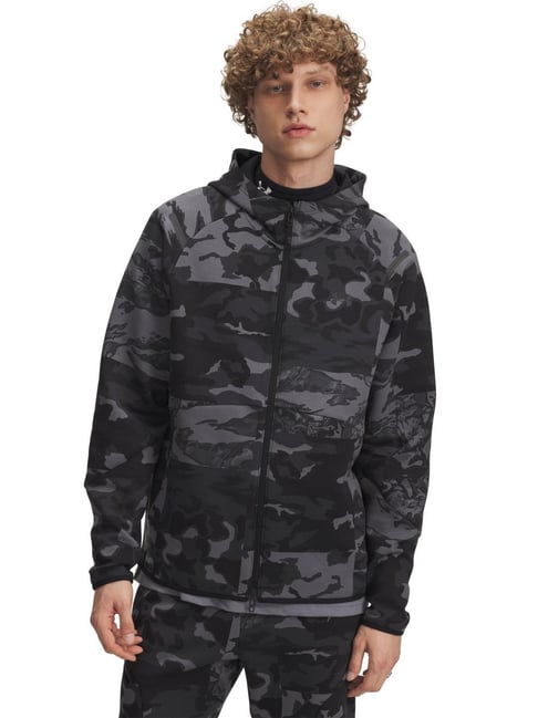 UNDER ARMOUR Black Unstoppable Fleece Camo Regular Fit Jacket-picture-47