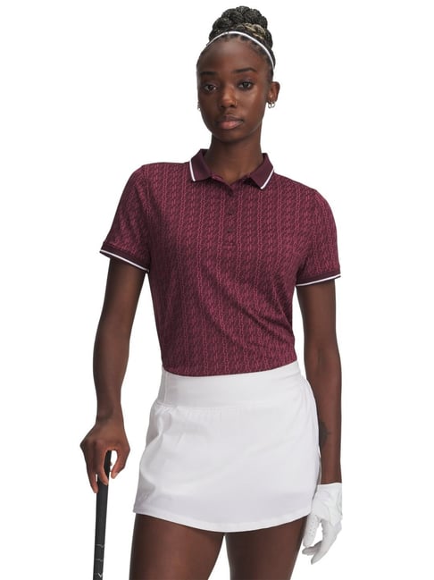 UNDER ARMOUR Maroon Drive Jacquard Golf Polo T-Shirt-picture-32