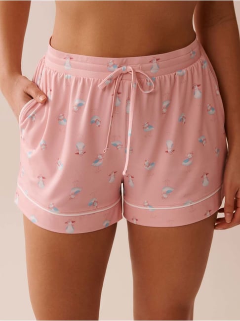 La Vie En Rose Pink Regular Fit Printed Shorts-picture-11