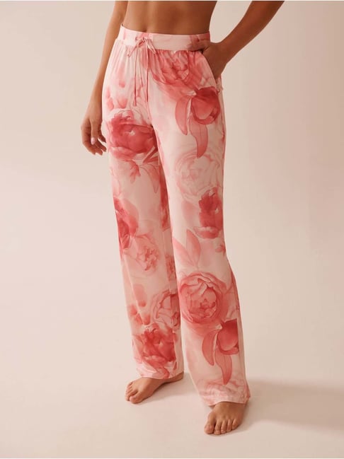 La Vie En Rose Pink Regular Fit Floral Print Pyjamas-picture-41