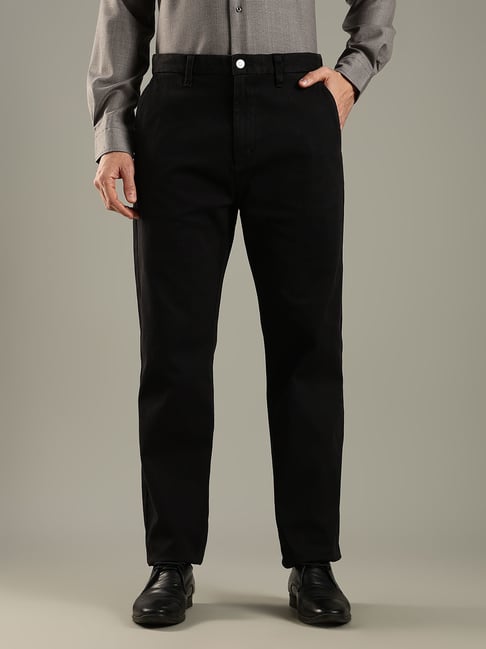 Tommy Hilfiger Black Cotton Slim Fit Trousers