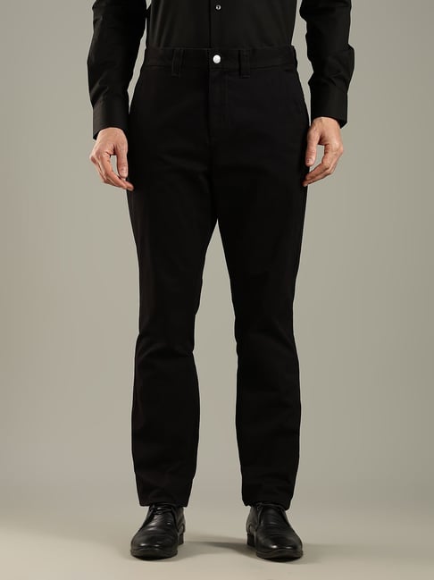 Tommy Hilfiger Black Cotton Slim Fit Trousers