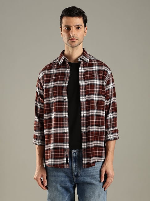 Tommy Hilfiger Brown Cotton Regular Fit Checks Shirt-picture-17