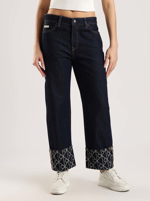 Calvin Klein Jeans Navy Cotton Relaxed Fit Printed Jeans-picture-35