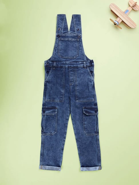 Kiddopanti Kids Blue Denim Dungaree-picture-11