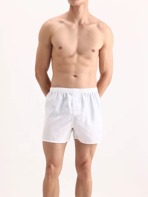 Rare Rabbit White Regular Fit Checks Boxers-picture-15