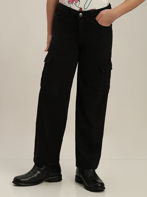 VERO MODA GIRL Jet Black Cotton Jeans