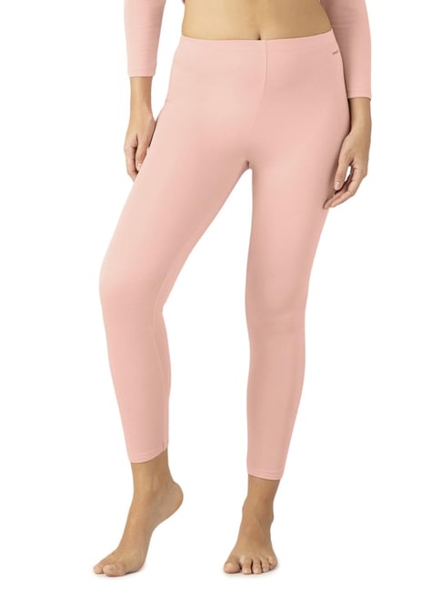 Amante Pink Solid Mid Rise Thermal Leggings-picture-41