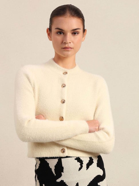 Vero Moda Off White Regular Fit Cardigan