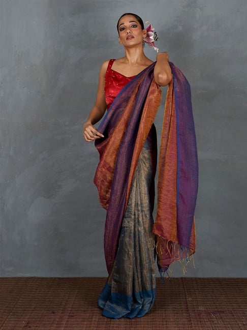 Chidiyaa Multi Color Cotton Linen Saree-picture-27