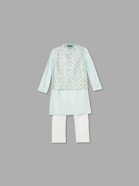 Melange by Lifestyle Boys Light Blue Embroidery Kurta Set-picture-10