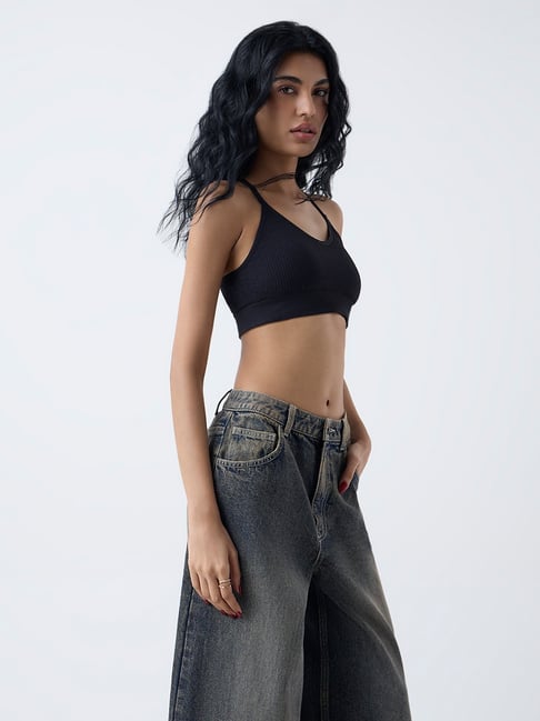 Superstar by Westside Black Waffle-Textured Padded Bra-picture-38