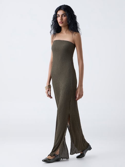 nuon women Nuon by Westside Olive Textured Tube Dress-picture-38