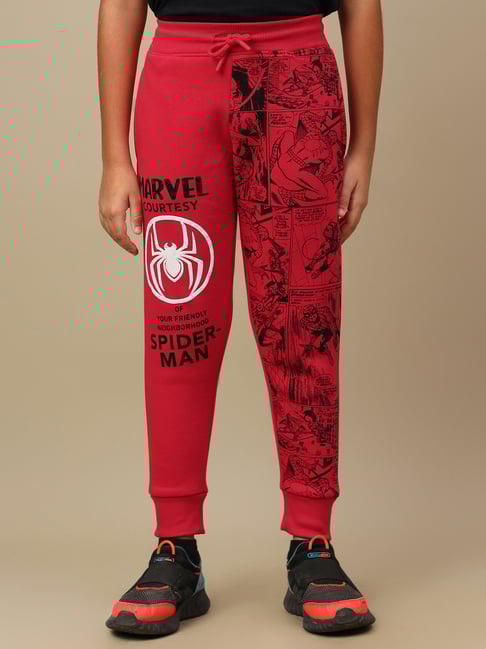 Kidsville Boys Red Spiderman Regular Fit Joggers