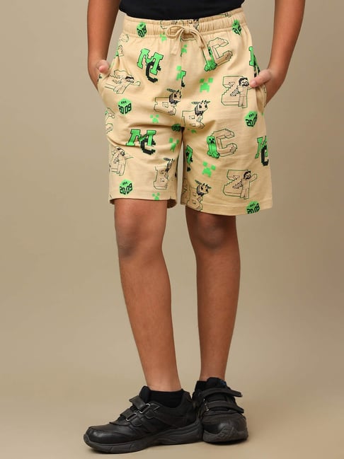 Kidsville Boys Beige Printed Regular Fit Shorts