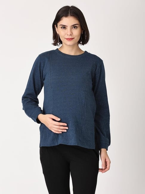 The Mom Store Navy Blue Maternity Fit Sweatshirt