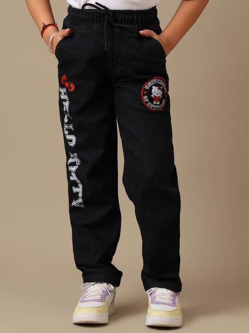 Kidsville Girls Black Hello Kitty Regular Fit Joggers