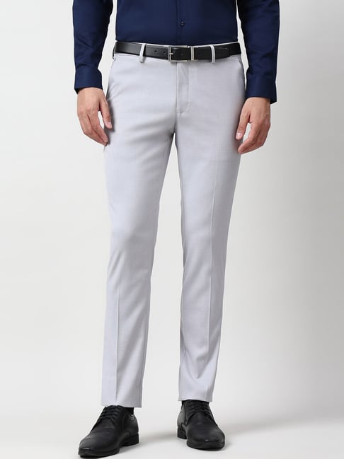 Peter England Grey Slim Fit Trousers-picture-30