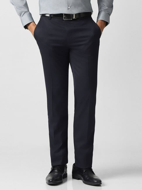 Van Heusen Navy Slim Fit Striped Trousers