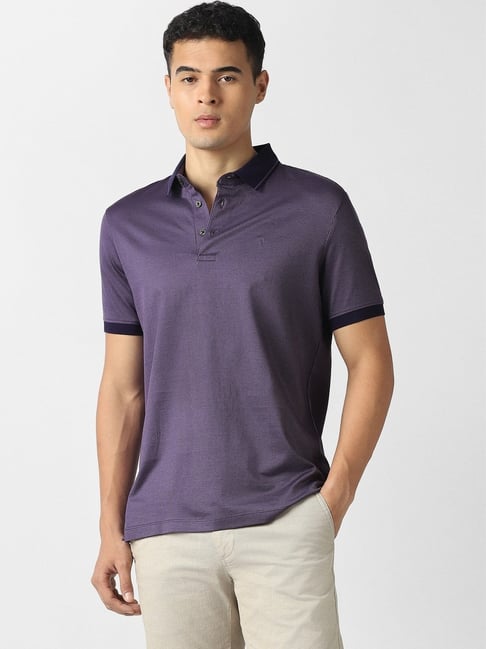Van Heusen Purple Cotton Regular Fit Polo T-Shirt-picture-39
