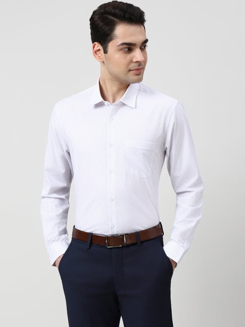 Peter England White Cotton Regular Fit Printed Shirt-picture-22