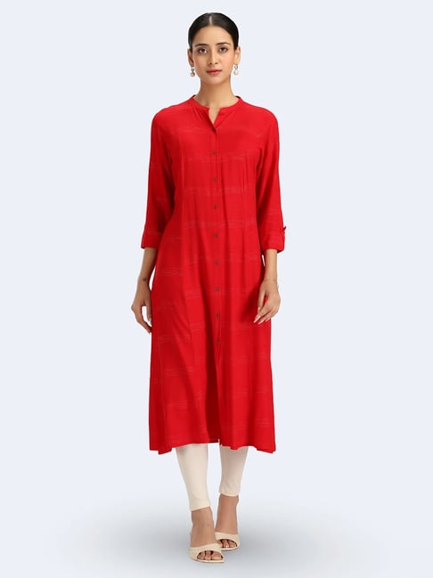 Cotton Culture Red Cotton Striped Kurta-picture-40