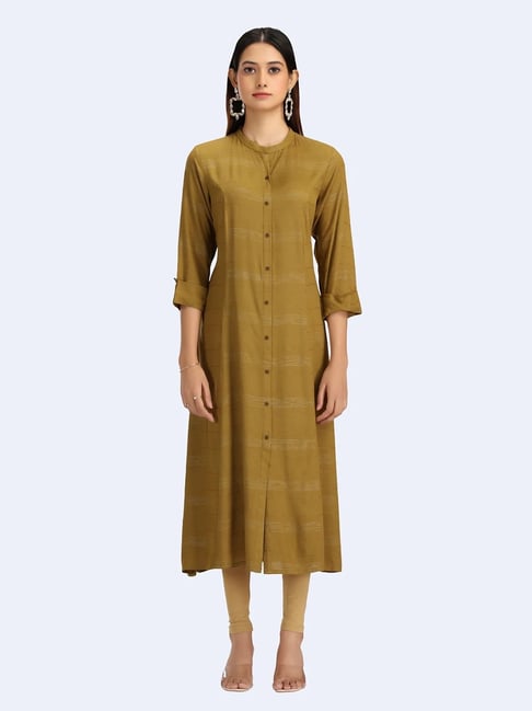 Cotton Culture Mehandi Cotton Striped Kurta-picture-37