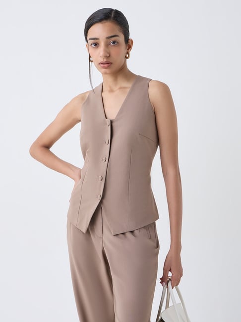 Wardrobe by Westside Brown Solid Waistcoat-picture-44
