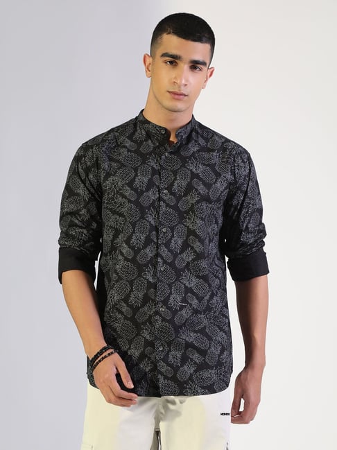 Showoffff Black Cotton Regular Fit Abstract Shirt-picture-29