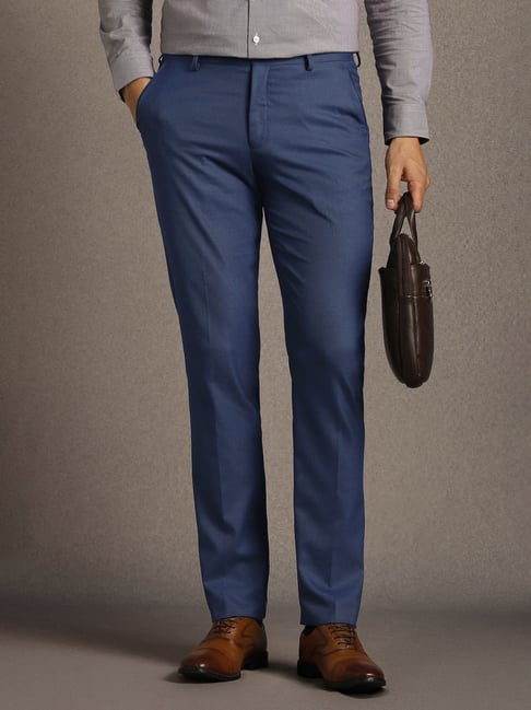 Louis Philippe Blue Slim Fit Trousers