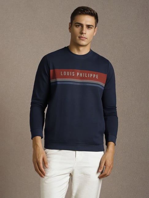Louis Philippe Navy Cotton Regular Fit Graphic Sweatshirt-picture-25